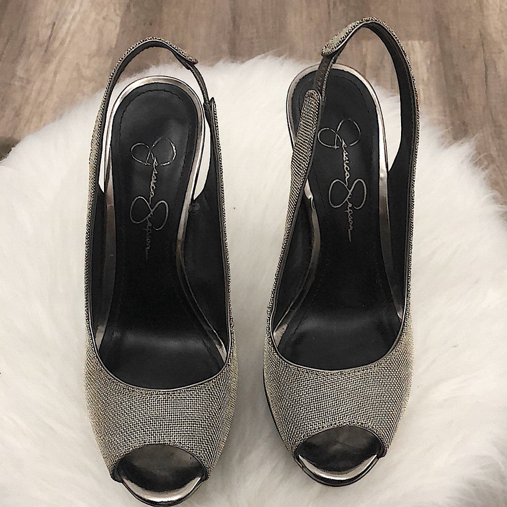 Jessica Simpson Silver Platform Heels